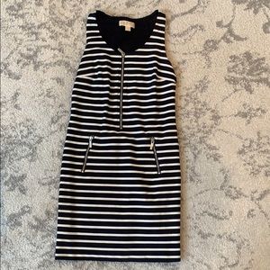 Small Michael Kors navy + white stripped dress